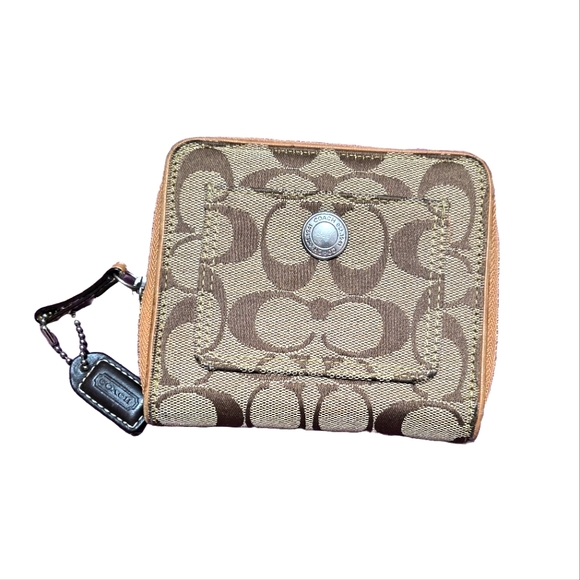 Coach Handbags - Coach Signature Small Zip Around Wallet